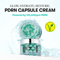 VT COSMETICS – texture gel PDRN avec capsules visibles pour fraîcheur.