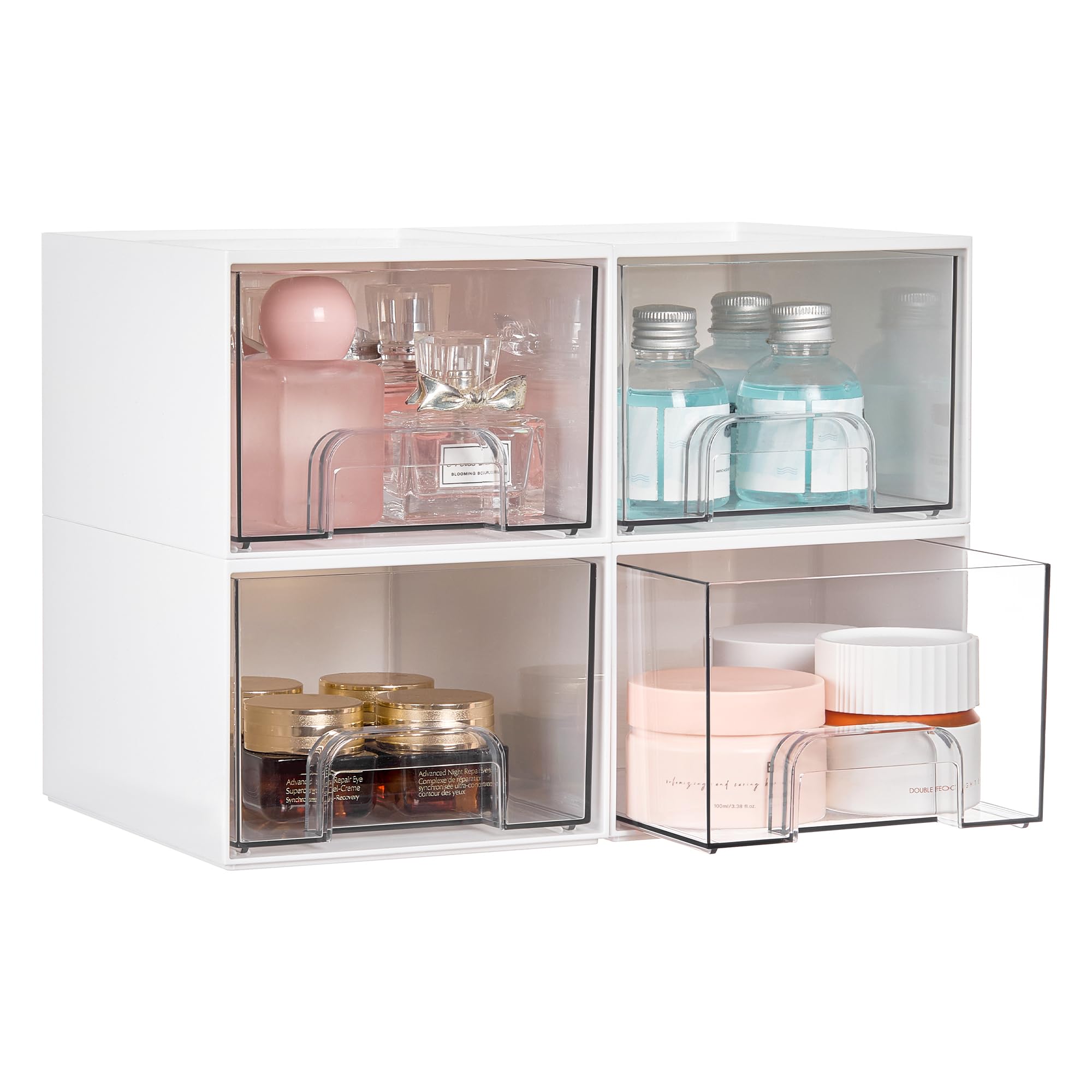 Vtopmart 4Pack Tiroirs Empilables: rangement compact pour vanity et salle de bains.