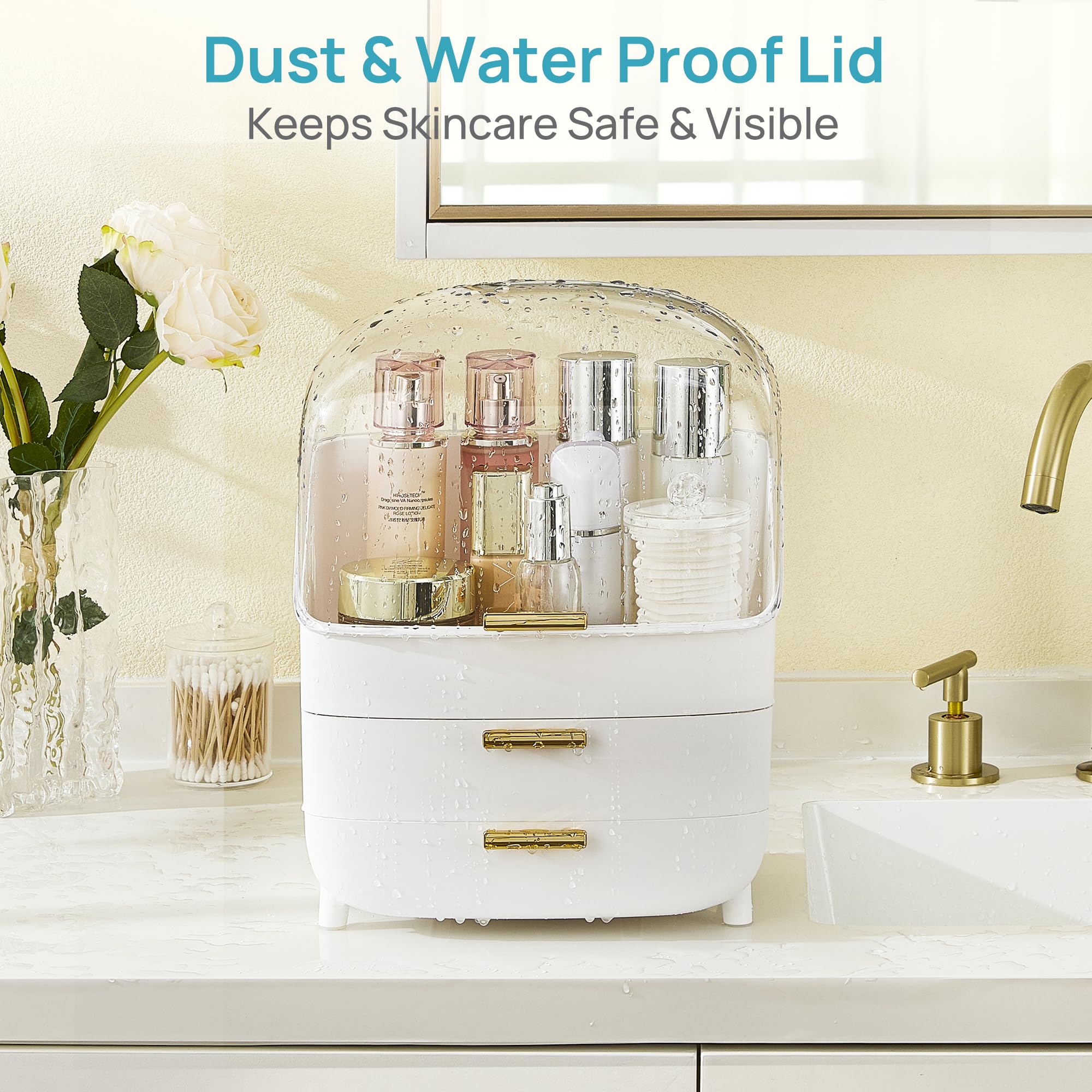 Vtopmart tiroirs coulissants; rangement pratique pour outils beauté et coton.