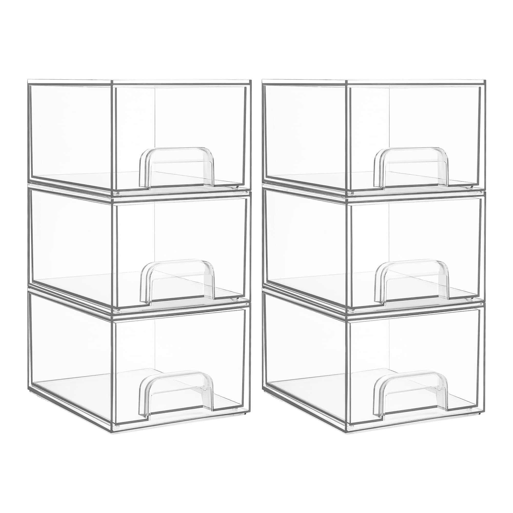Tiroirs transparents Vtopmart empilables montrant l'organisation efficace pour espace restreint.