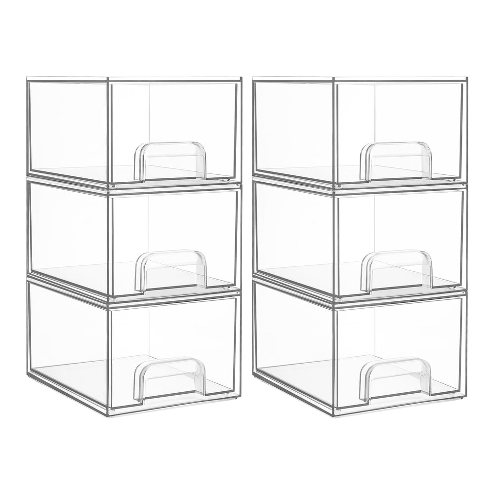 Tiroirs transparents Vtopmart empilables montrant l'organisation efficace pour espace restreint.