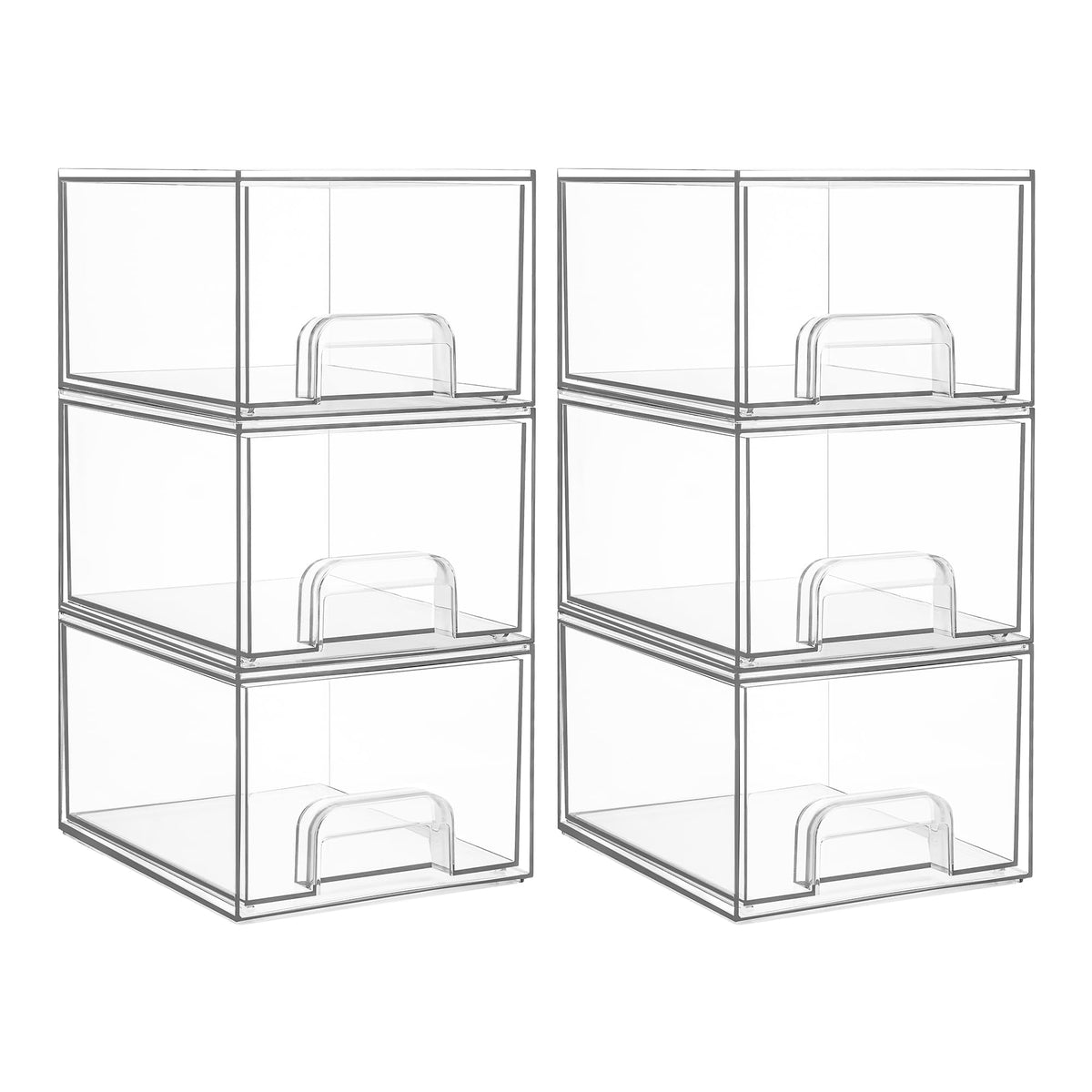 Tiroirs transparents Vtopmart empilables montrant l'organisation efficace pour espace restreint.