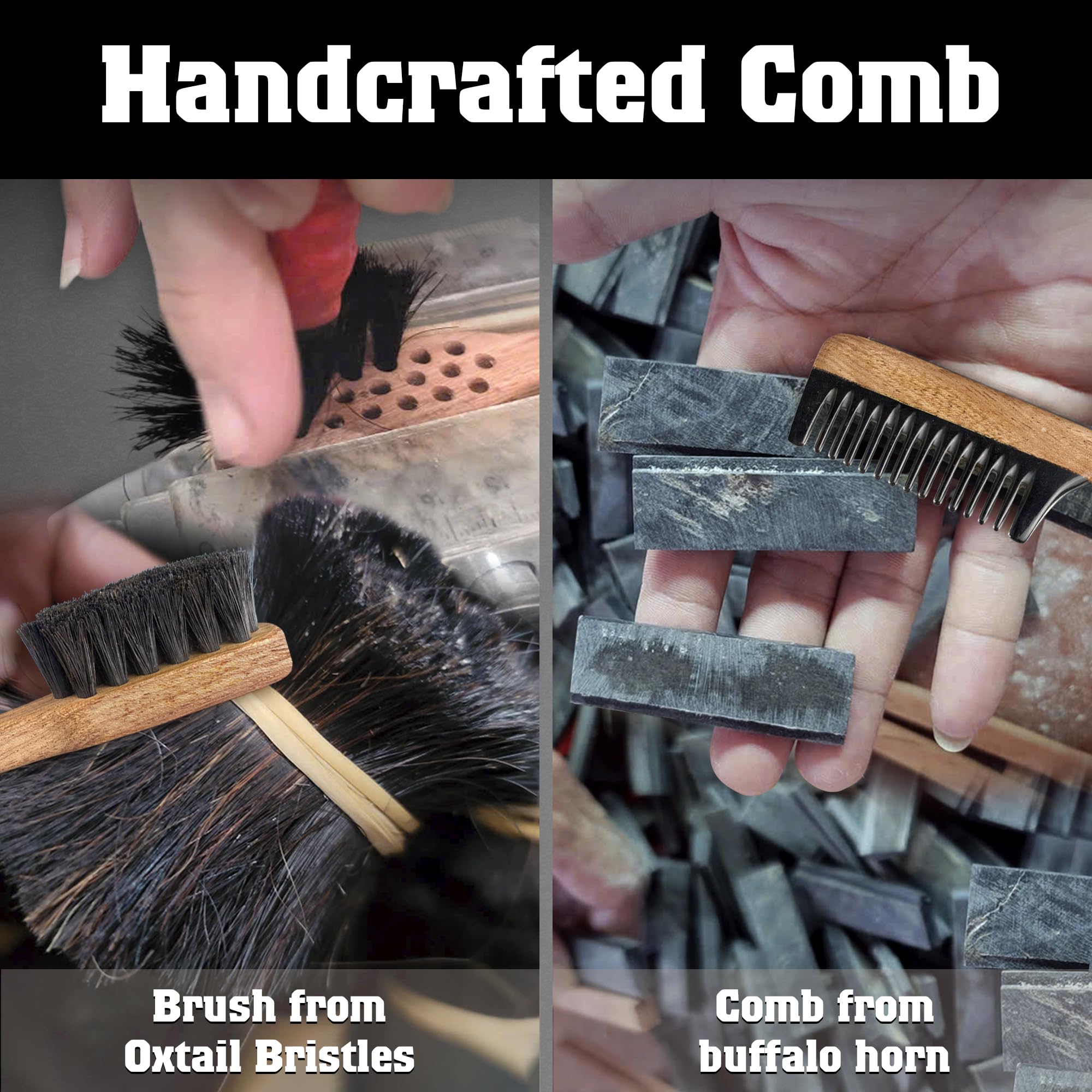 VTUNA brosse barbe: poils de queue de buffle pour démêler sans irriter.