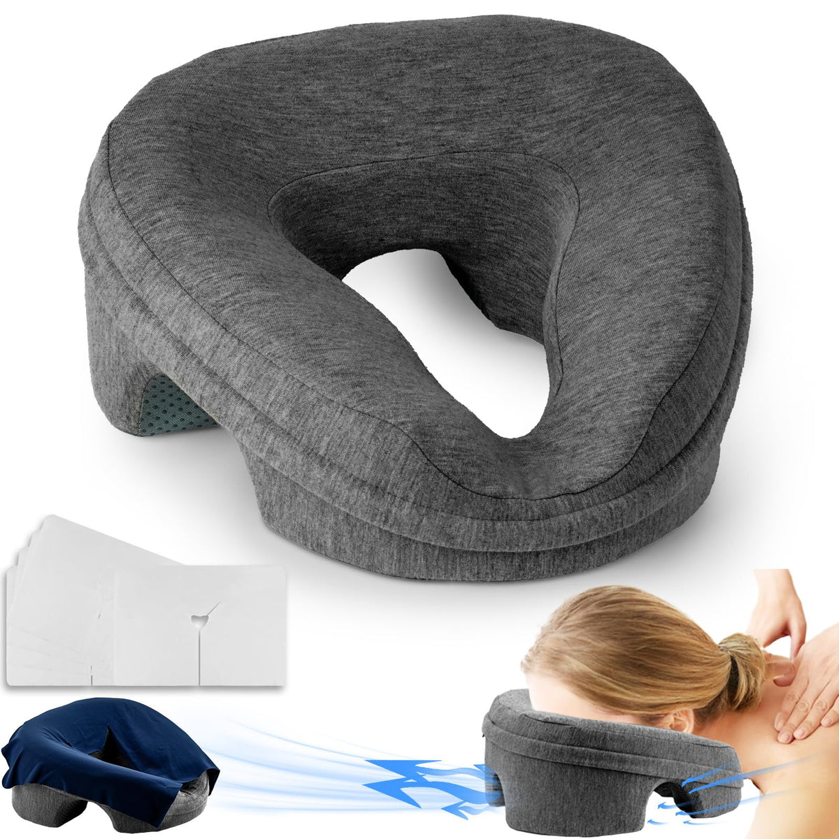 VVB oreiller-face-down-lit-confort: soutien confortable lors de massages sur lit