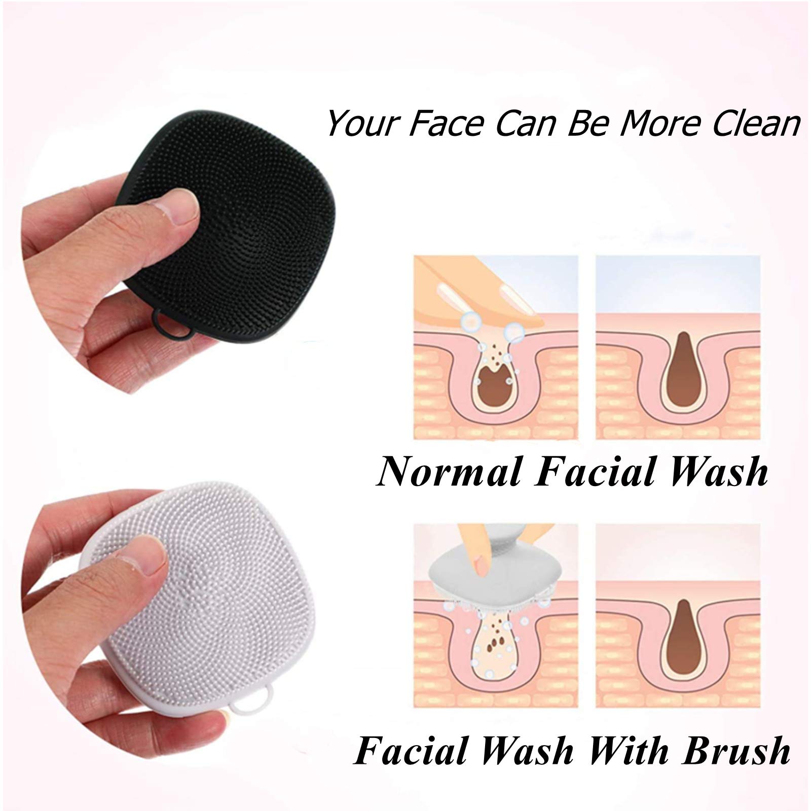 Brosse visage VWMYQ en silicone, poignée anti-dérapante, prise en main sûre pendant le massage.