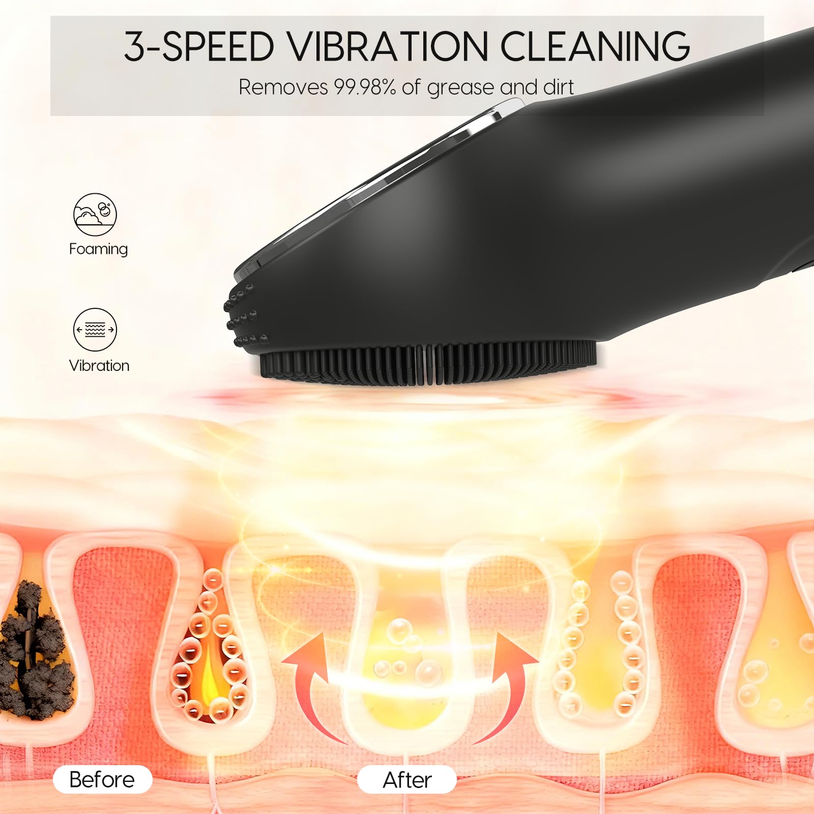 VWMYQ: nettoyage et massage thermique pour relaxation et soin efficace.