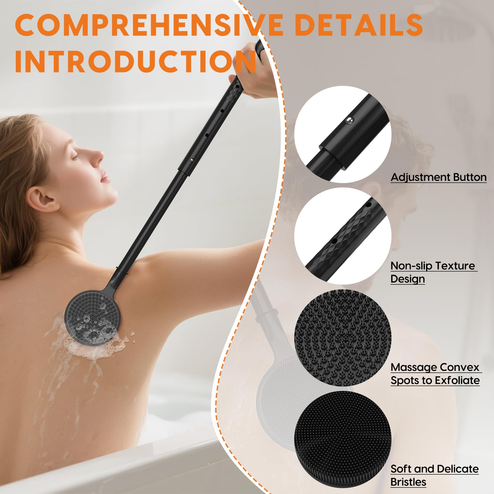 Brosse dos VWMYQ produit une mousse riche avec gel douche.