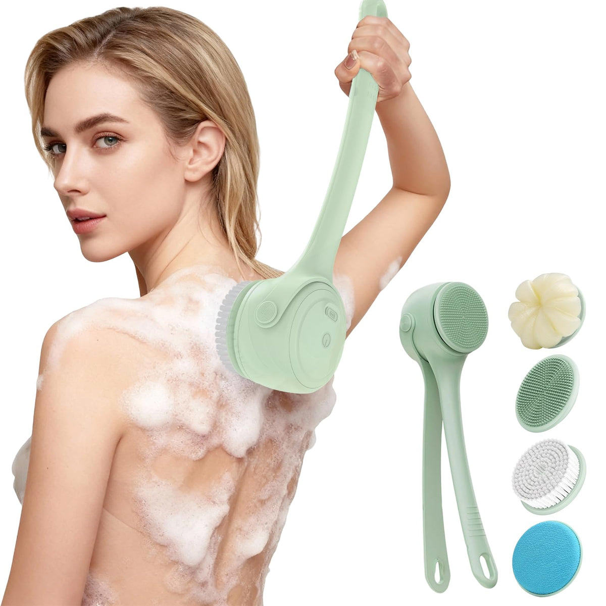 Brosse dos électrique VWMYQ, étanche et pratique pour exfolier en douceur au bain.