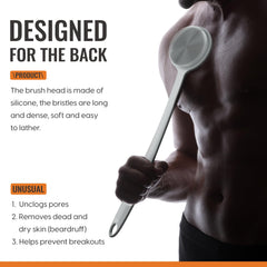 Brosse-douche double-face VWMYQ en silicone pour exfolier et masser en douceur.