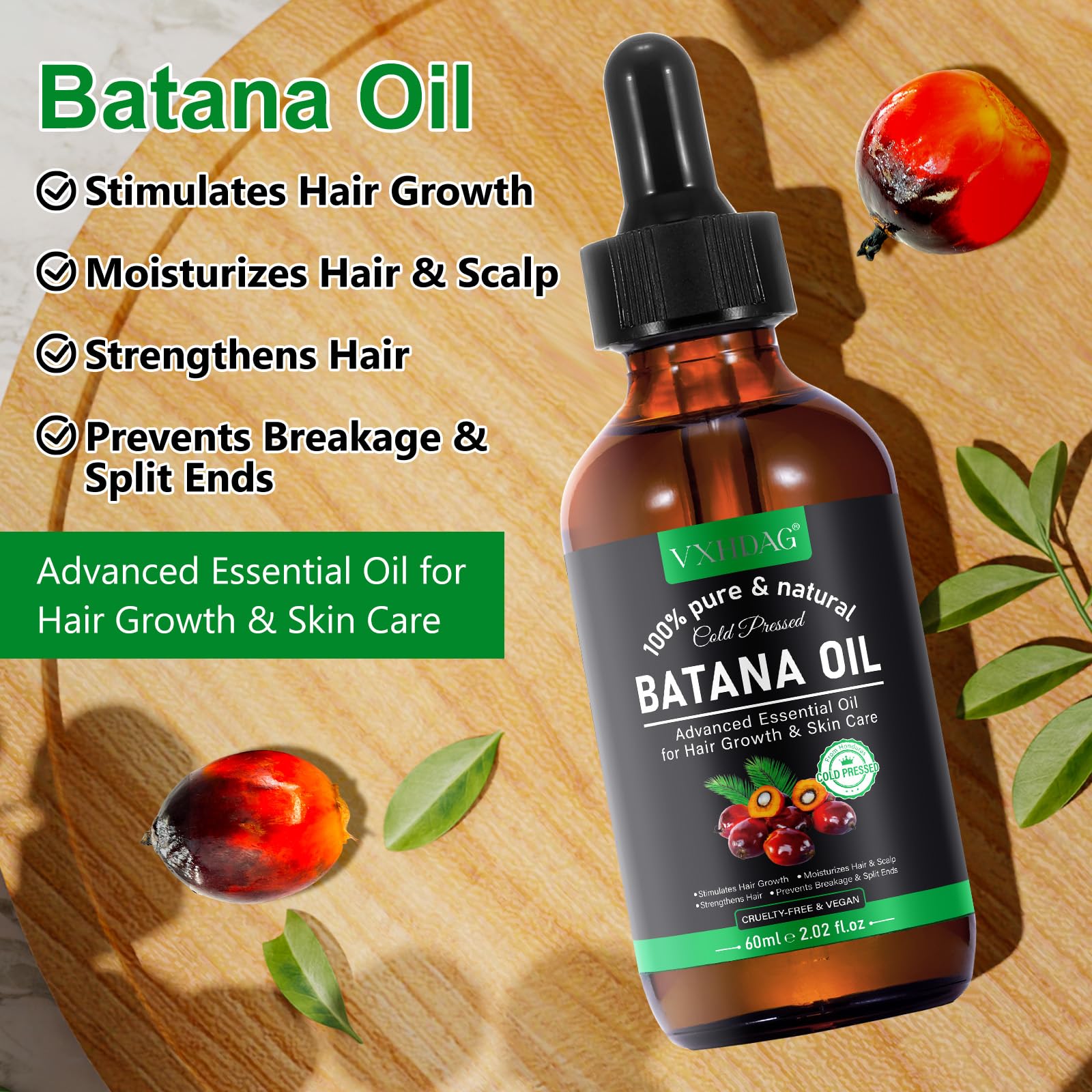 VXHDAG Batana huile – massage cuir-chevelu pour stimuler délicatement.