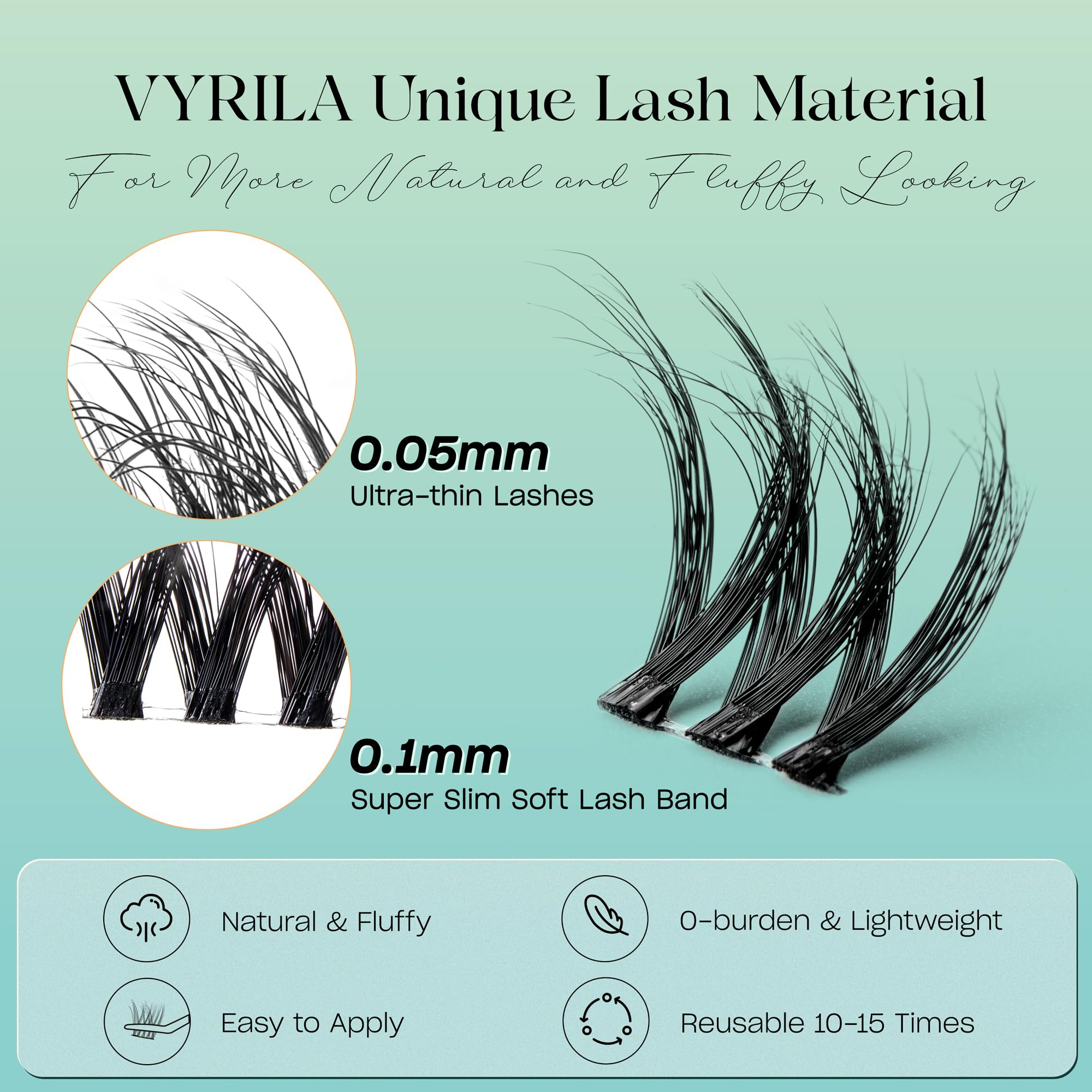 Cils VYRILA effet pelucheux 8–16 mm, regard naturel