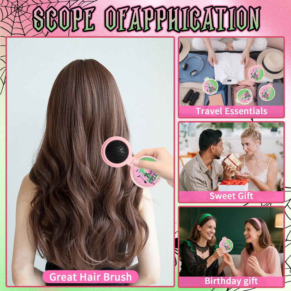 Brosse cheveux sorcière rose Vynium, petit format pratique à glisser dans une poche.