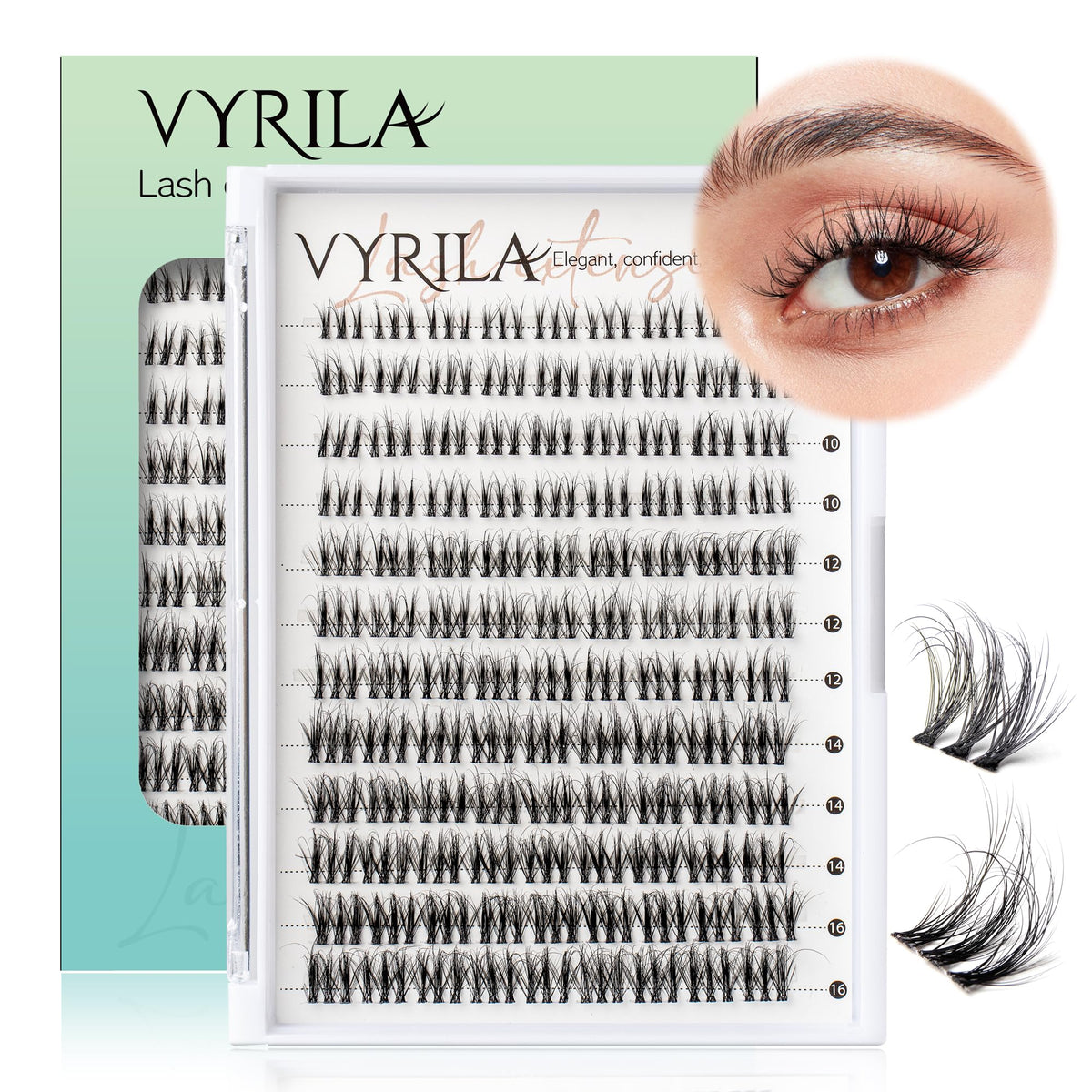 Groupe de cils VYRILA 0,05 mm en soie PBT, effet volumineux naturel