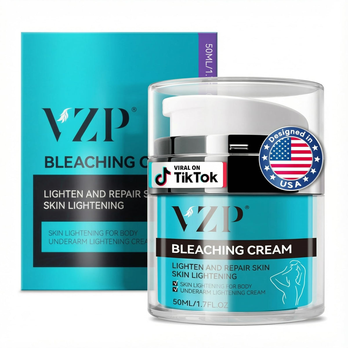 VZP crème éclaircissante pour les taches du corps, flacon prêt à l'emploi, usage quotidien.
