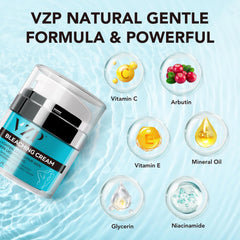 VZP crème éclaircissante pour les cuisses intérieures, peau hydratée et teint uniforme.
