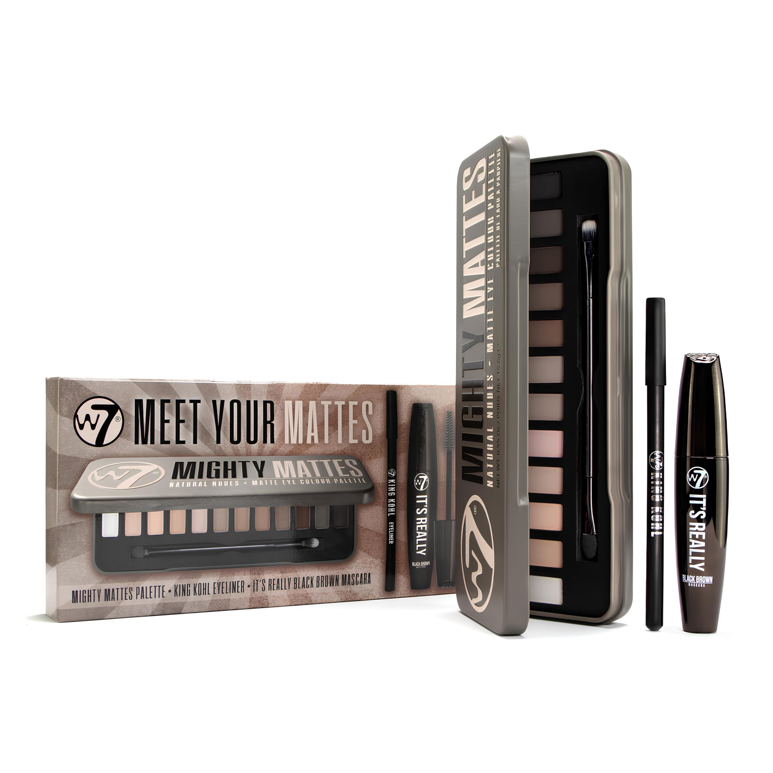 Palette Mighty Mattes de W7, couleurs intenses et tenue longue durée.