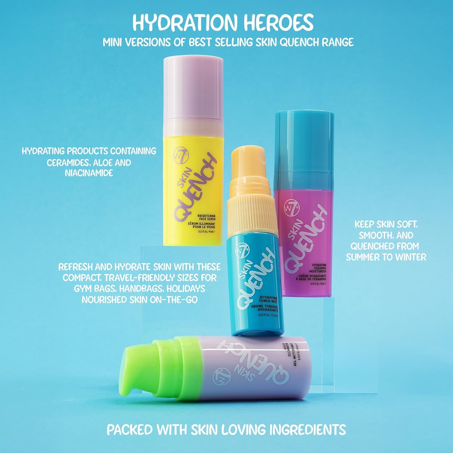 Crème hydratante mini W7 Skin Quench Cuties, nourrissante et légère