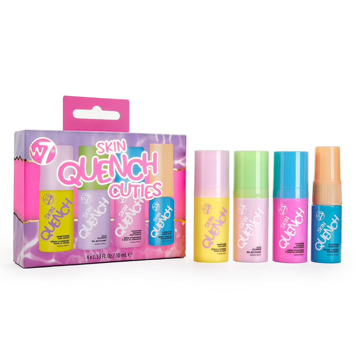 Coffret W7 Skin Quench Cuties en emballage, idéal pour voyager et stocker