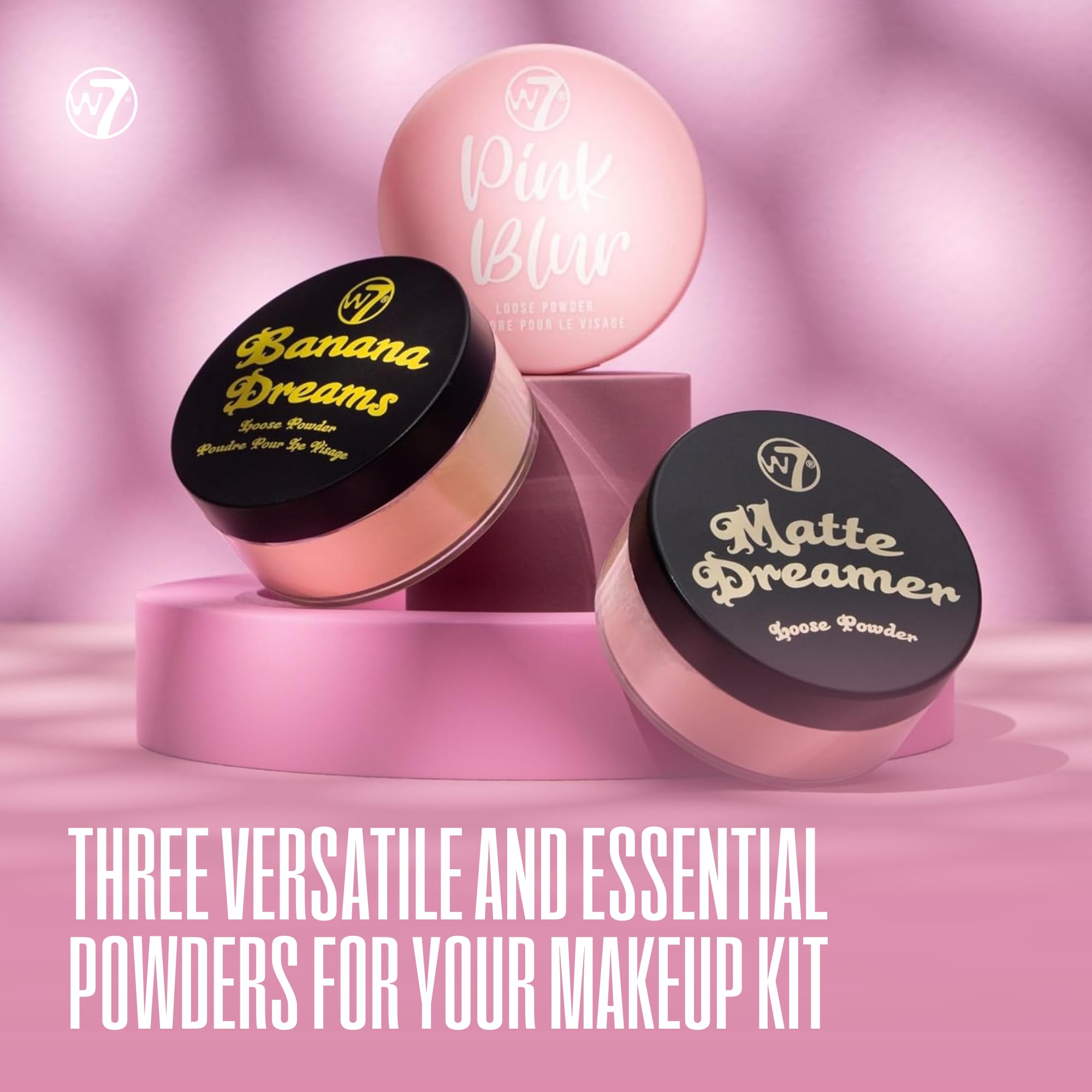 W7 poudre libre Banane, échantillon de teinte montrant neutralisation légère.