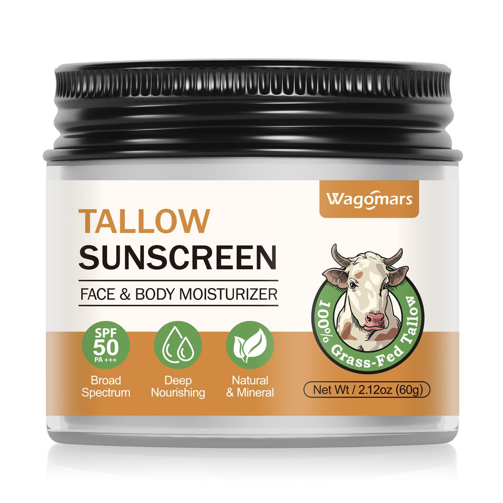 Wagomars Écran Solaire Tallow bouteille : protection minérale naturelle pour le visage et le corps.