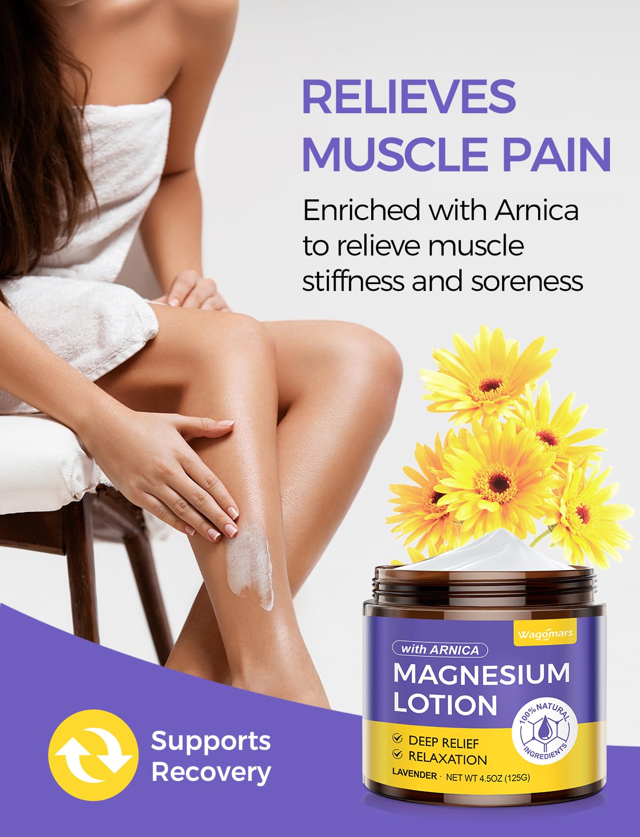 Wagomars Lotion Magnésium – beurre de karité et coco nourrissant.