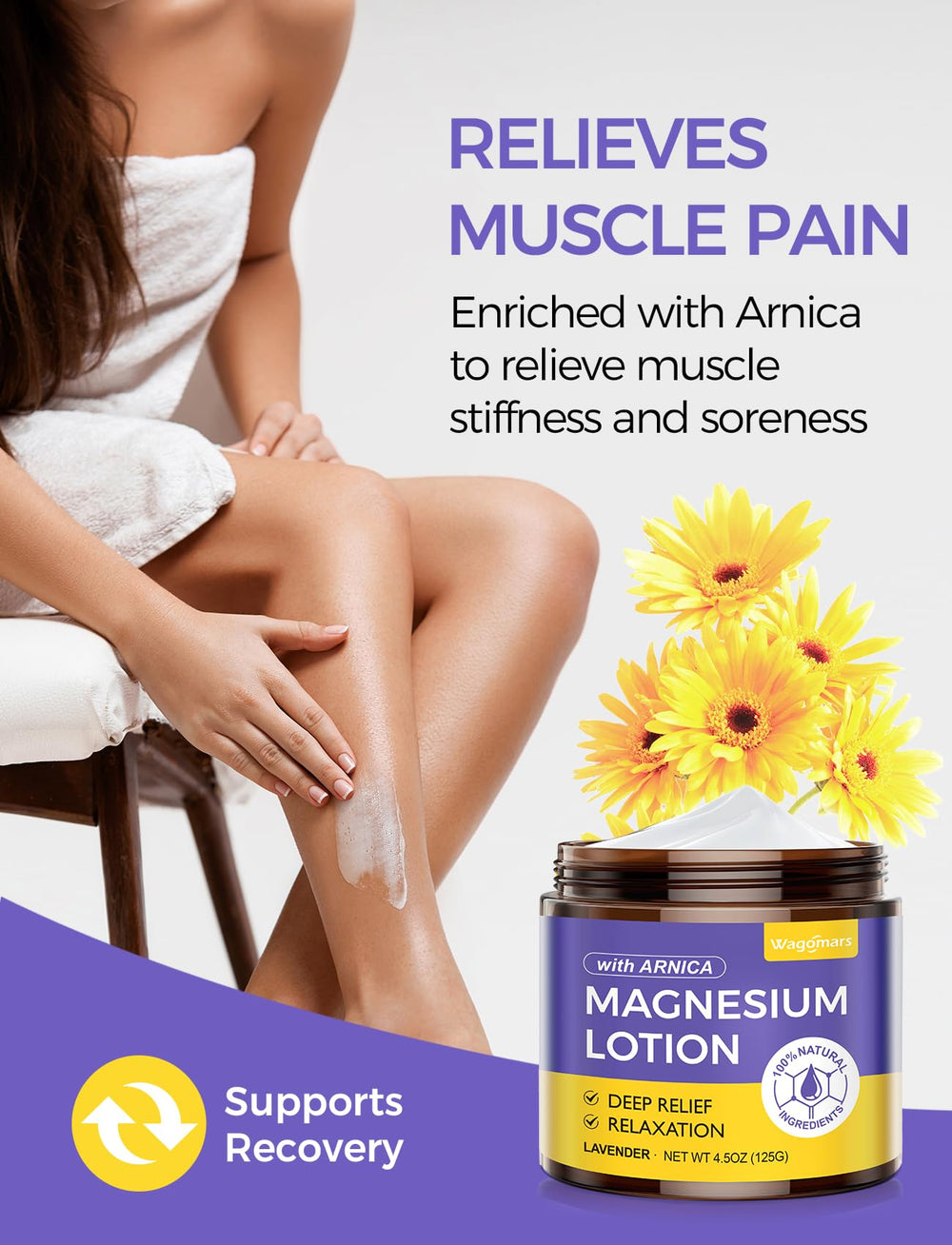 Wagomars Lotion Magnésium – beurre de karité et coco nourrissant.