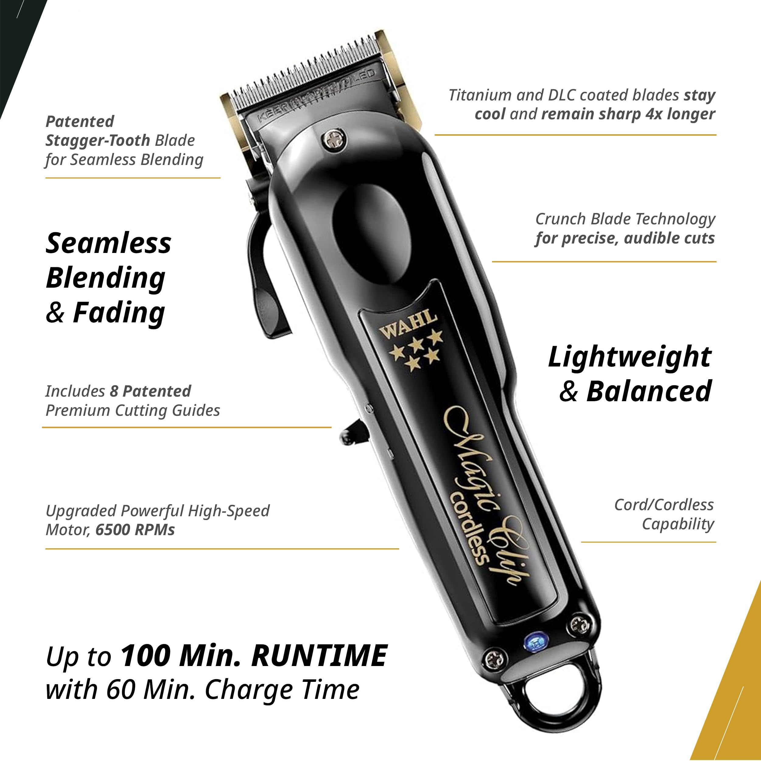 Wahl Professional 5 Star Magic Clip lame à dents décalées pour des coupes précises