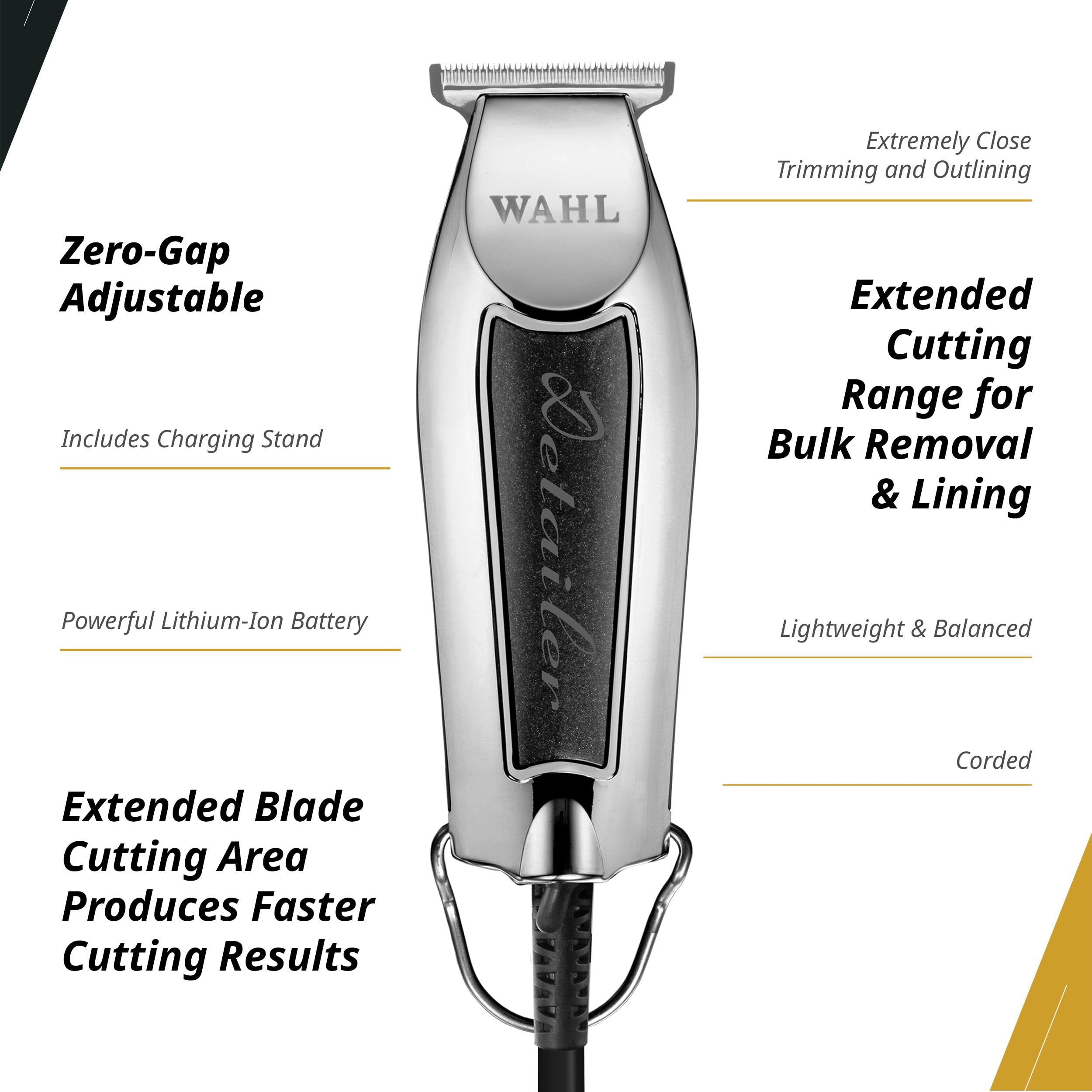 Wahl Detailer Trimmer avec moteur rotatif puissant en fonctionnement.