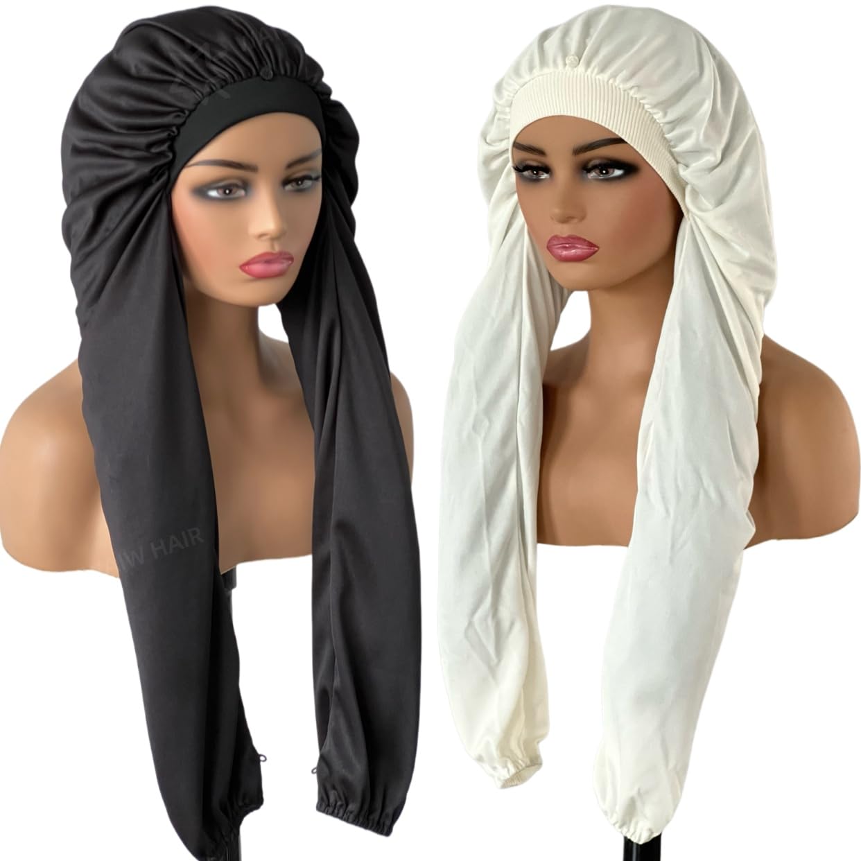Bonnet lavable WAIW HAIR noir, pratique et respectueux des draps.