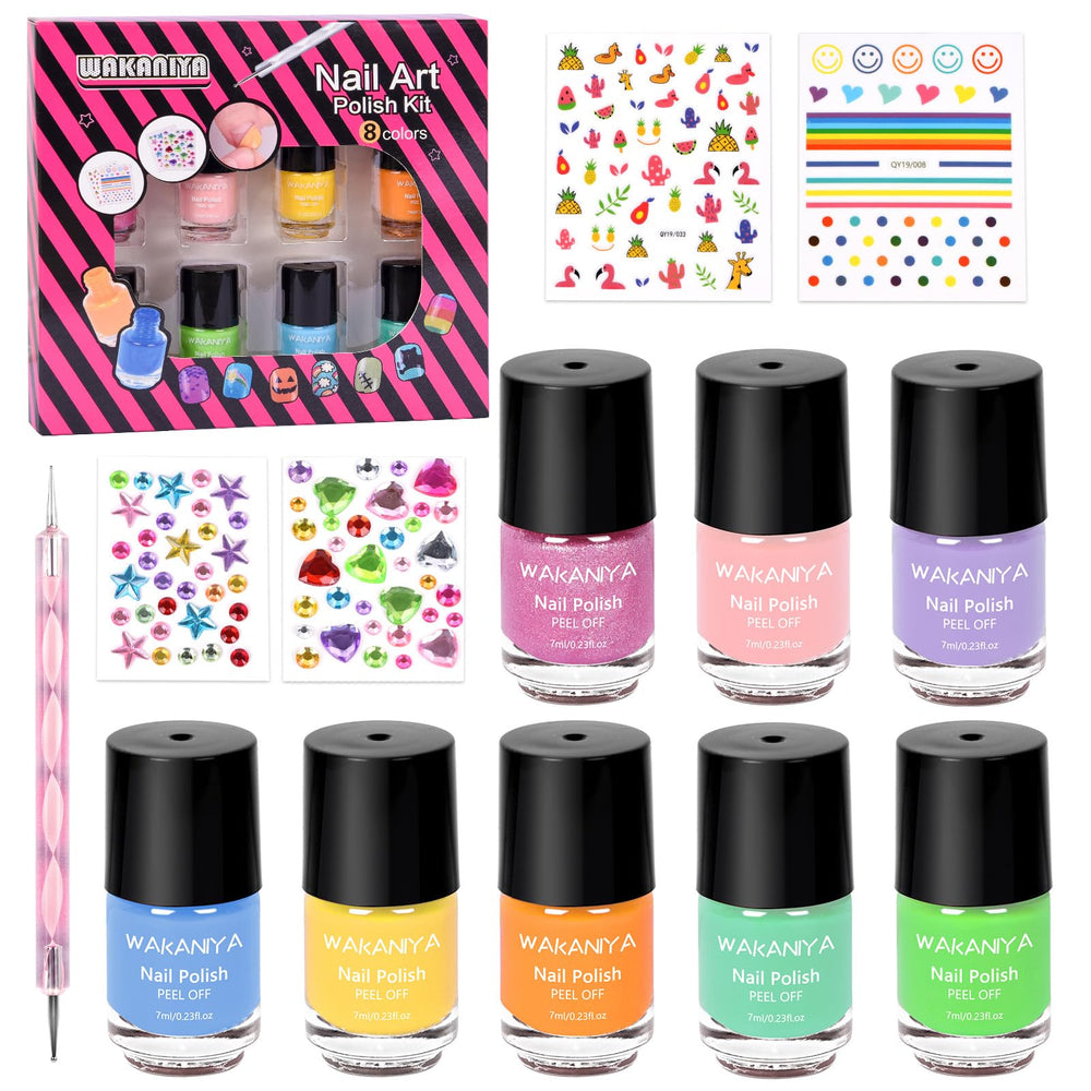 Vernis wakaniya pour enfants, 8 couleurs, application facile et séchage rapide.
