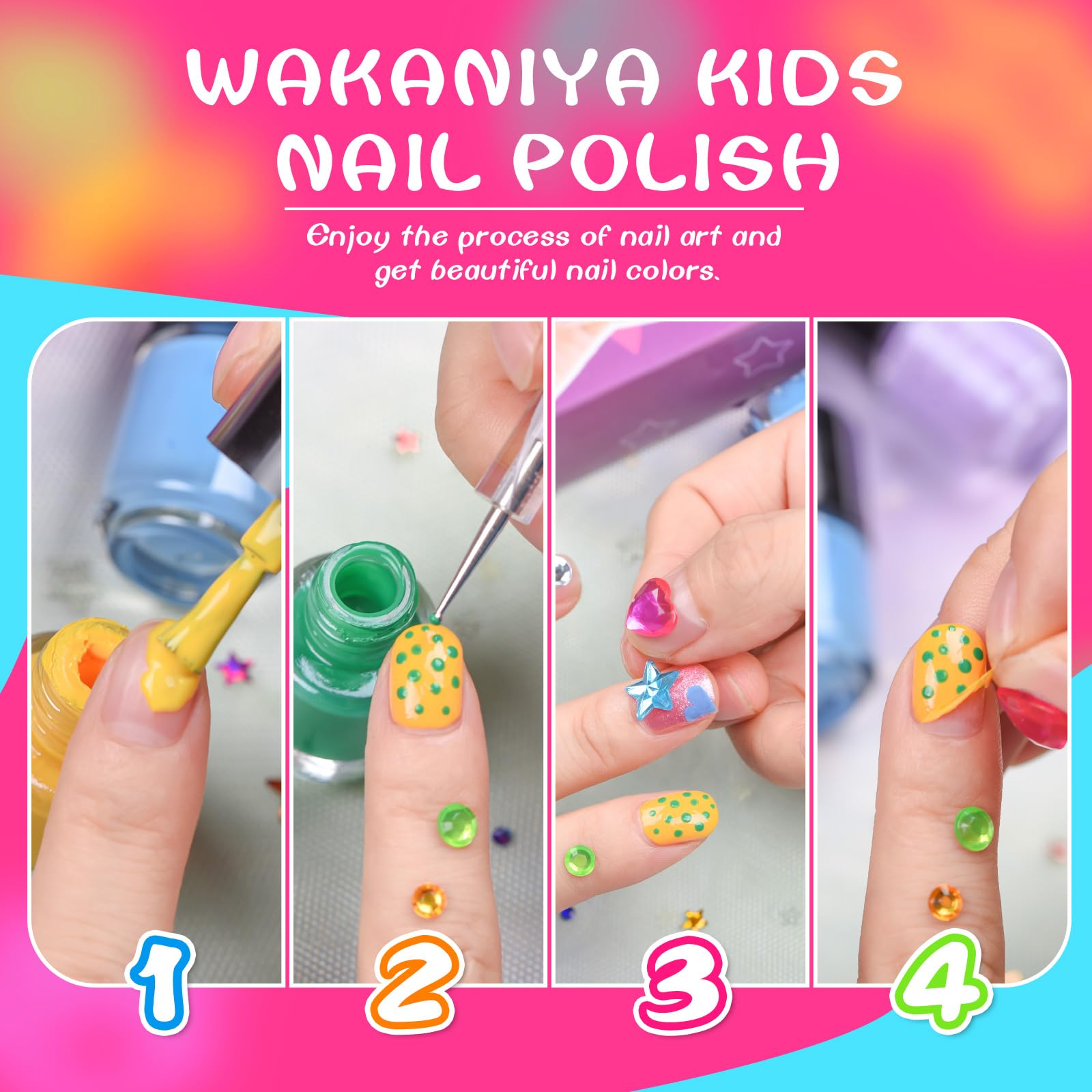 Vernis wakaniya à retrait facile sans dissolvant pour protéger les ongles.