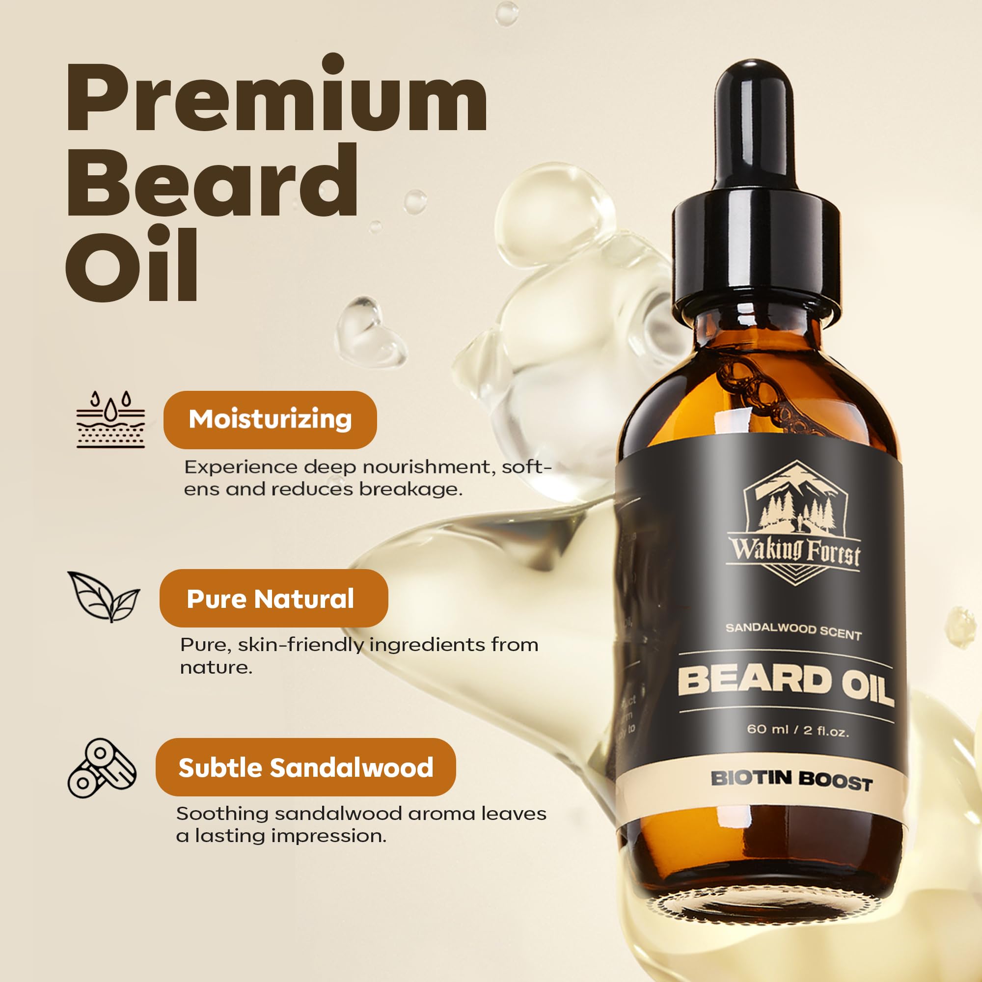 Hydratation de la peau sous la barbe avec l'huile Waking Forest