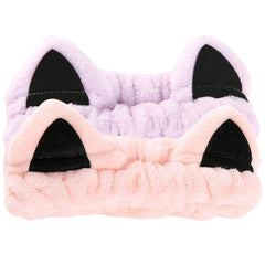 Bandeau oreilles de chat Waliah rose corail protège les cheveux lors du soin du visage