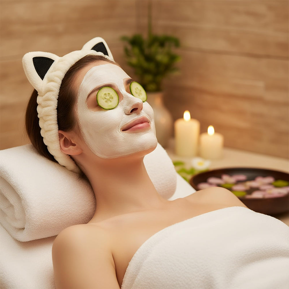Ensemble accessoires beige de Waliah pour spa et routine beauté