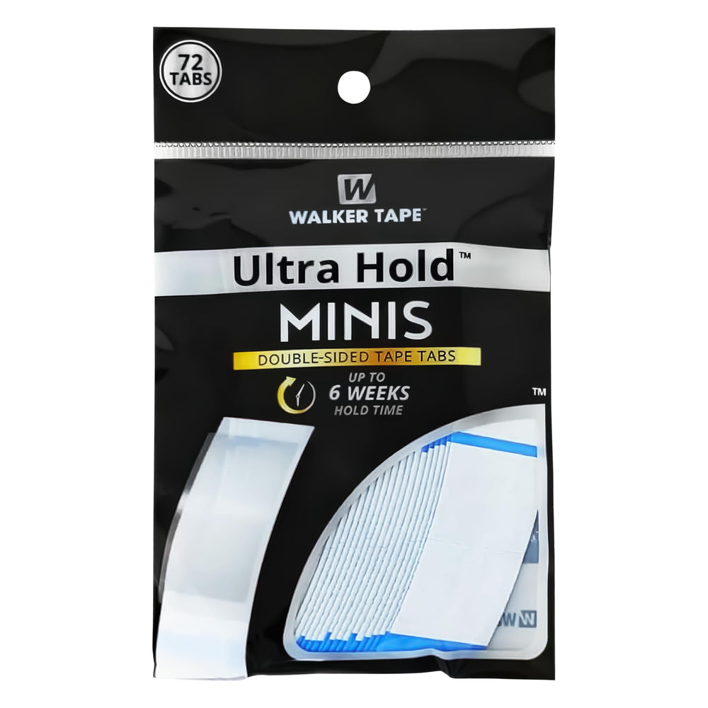 Walker Tape Ultra Hold Mini Tabs près de la ligne frontale, adhérence précise et durable.