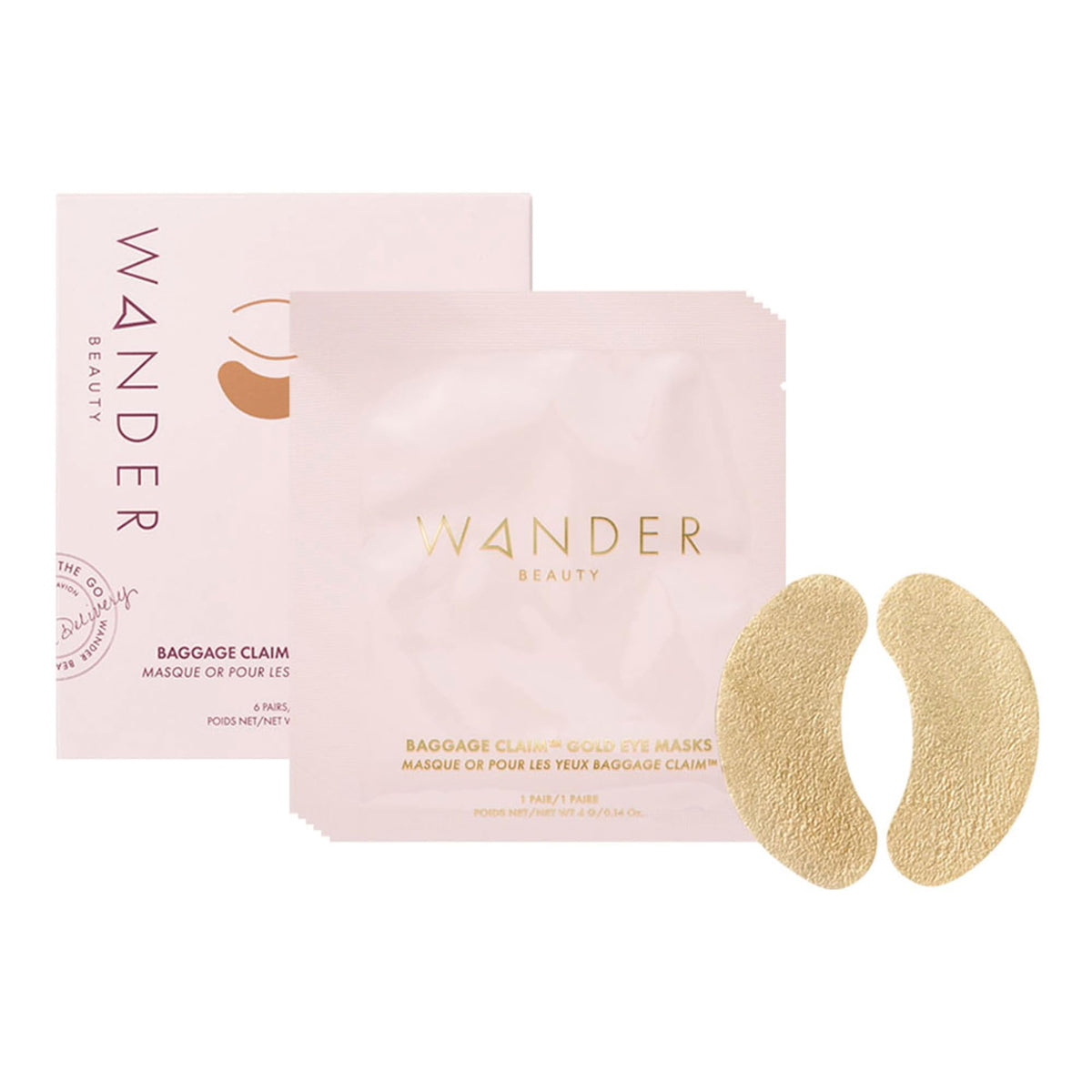 Patchs yeux or Wander Beauty Baggage Claim éclaircissent les cernes et hydratent.