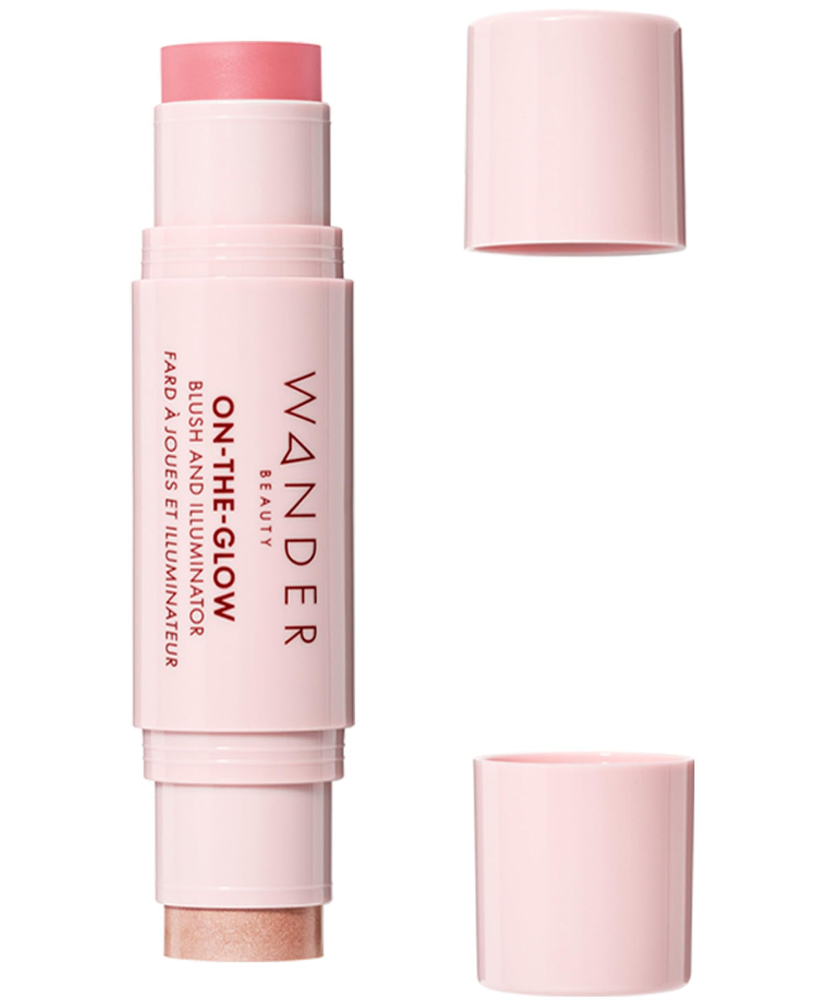 Wander Beauty On-the-Glow rose-pétale, blush polyvalent pour joues et lèvres.