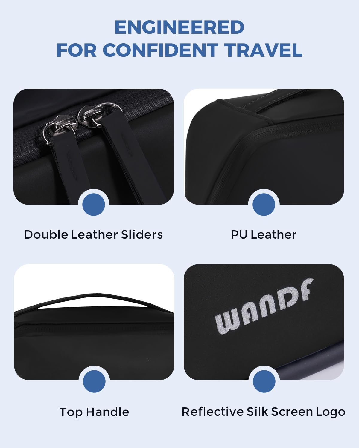 WANDF sac de toilette homme design noir élégant et pratique.