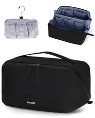WANDF sac de toilette homme avec poche suspendue étanche amovible pour voyage pratique.
