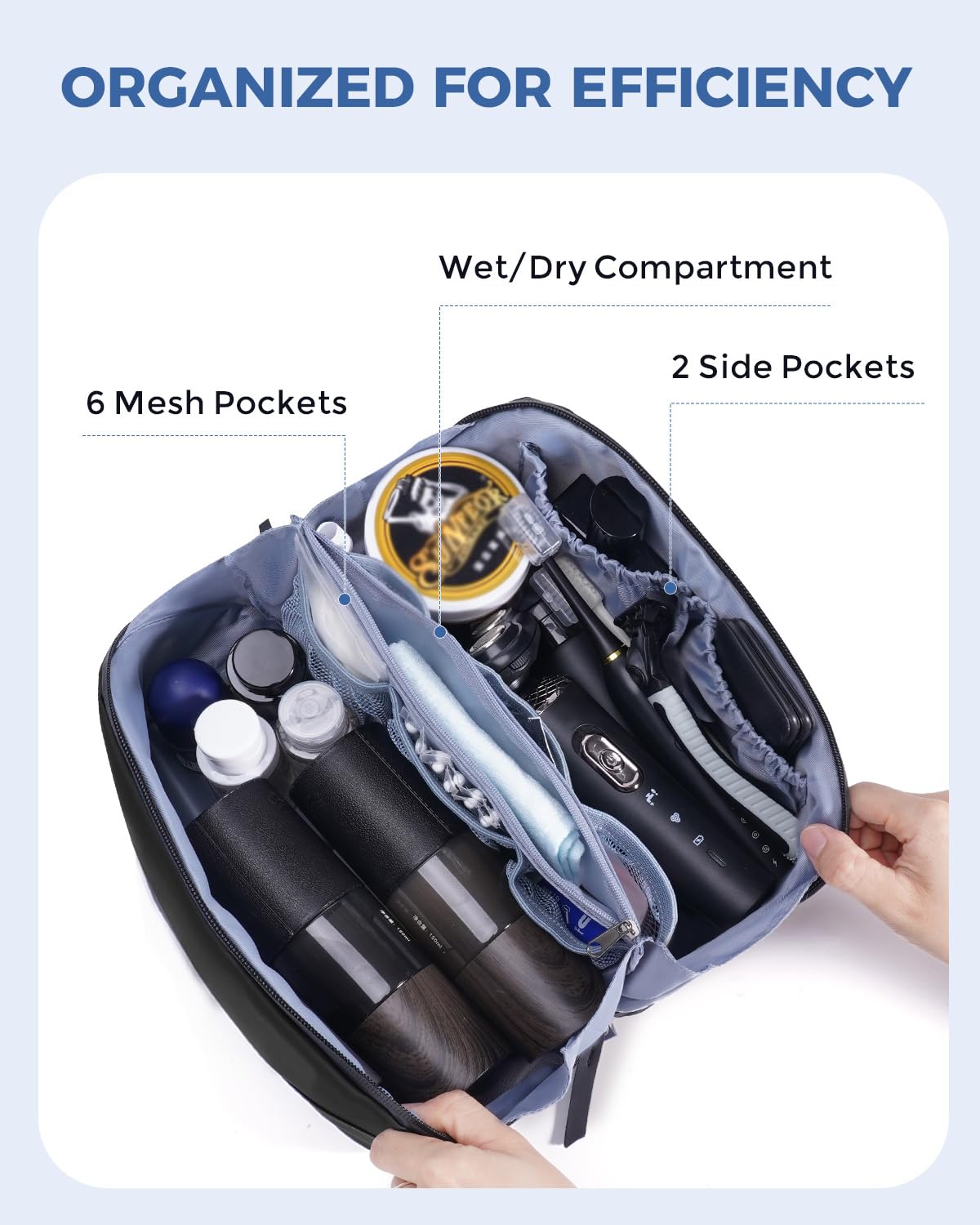 WANDF sac de toilette homme fermetures résistantes et maintenance aisée.