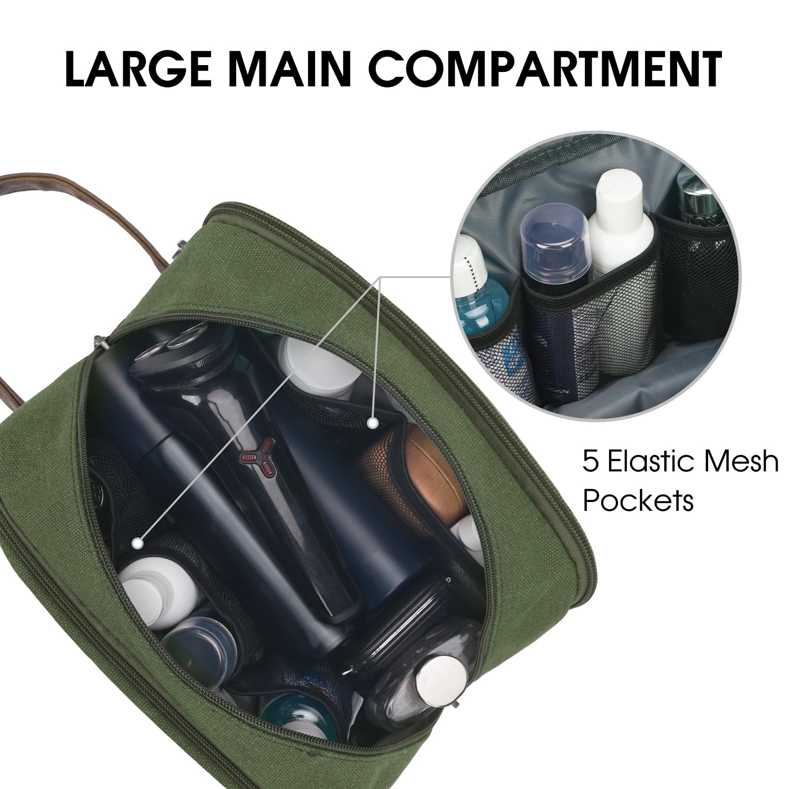 WANDF sac de toilette voyage grand compartiment principal pour l'essentiel.