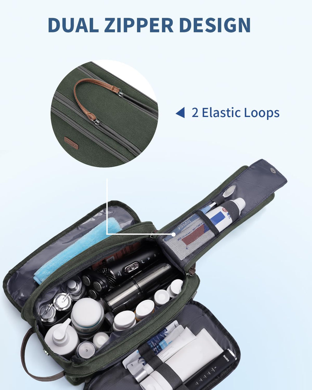 WANDF trousse toilette canvas cuir impermeable, modele robuste et chic