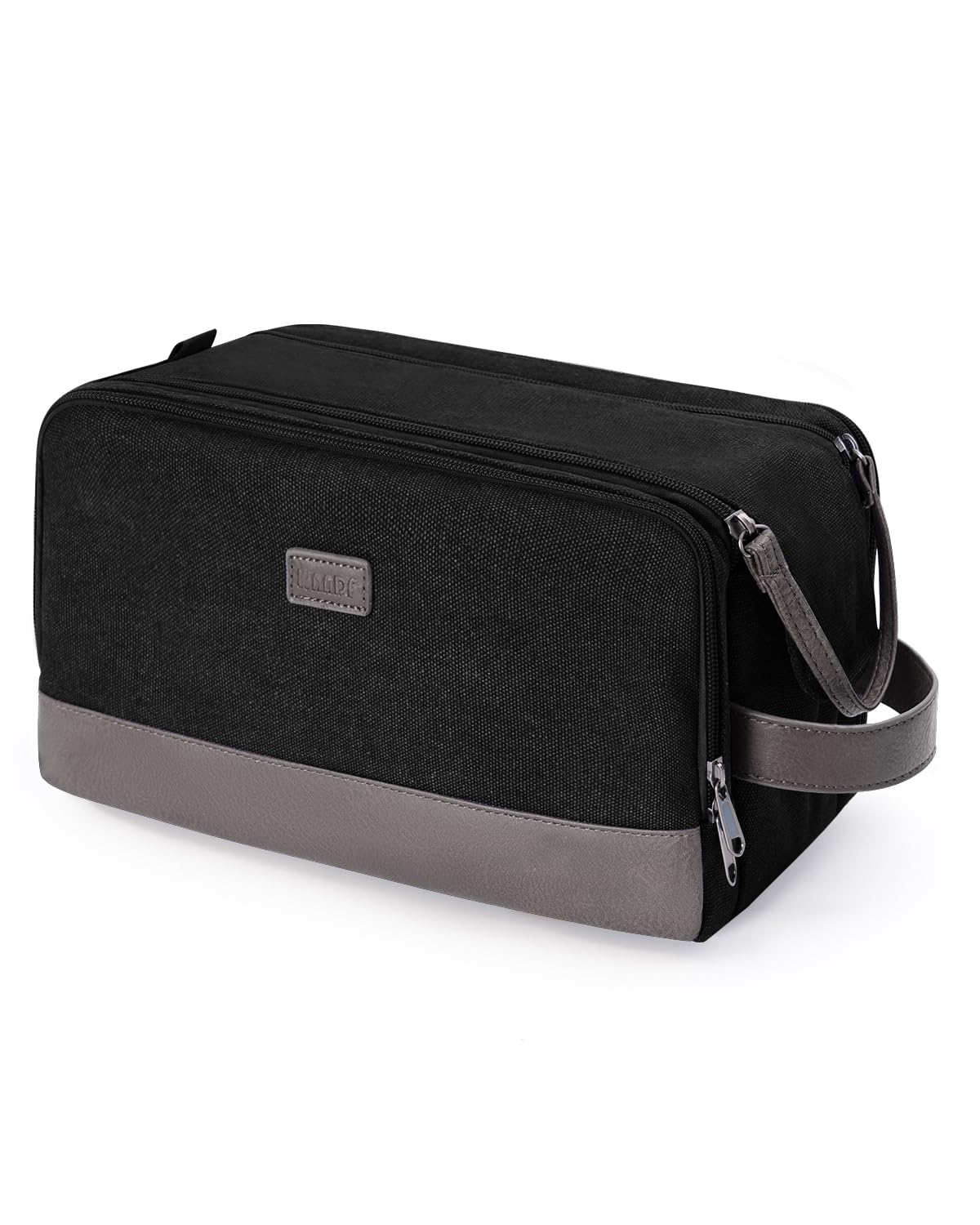 WANDF trousse de toilette en cuir et canvas, imperméable, look élégant pour voyage