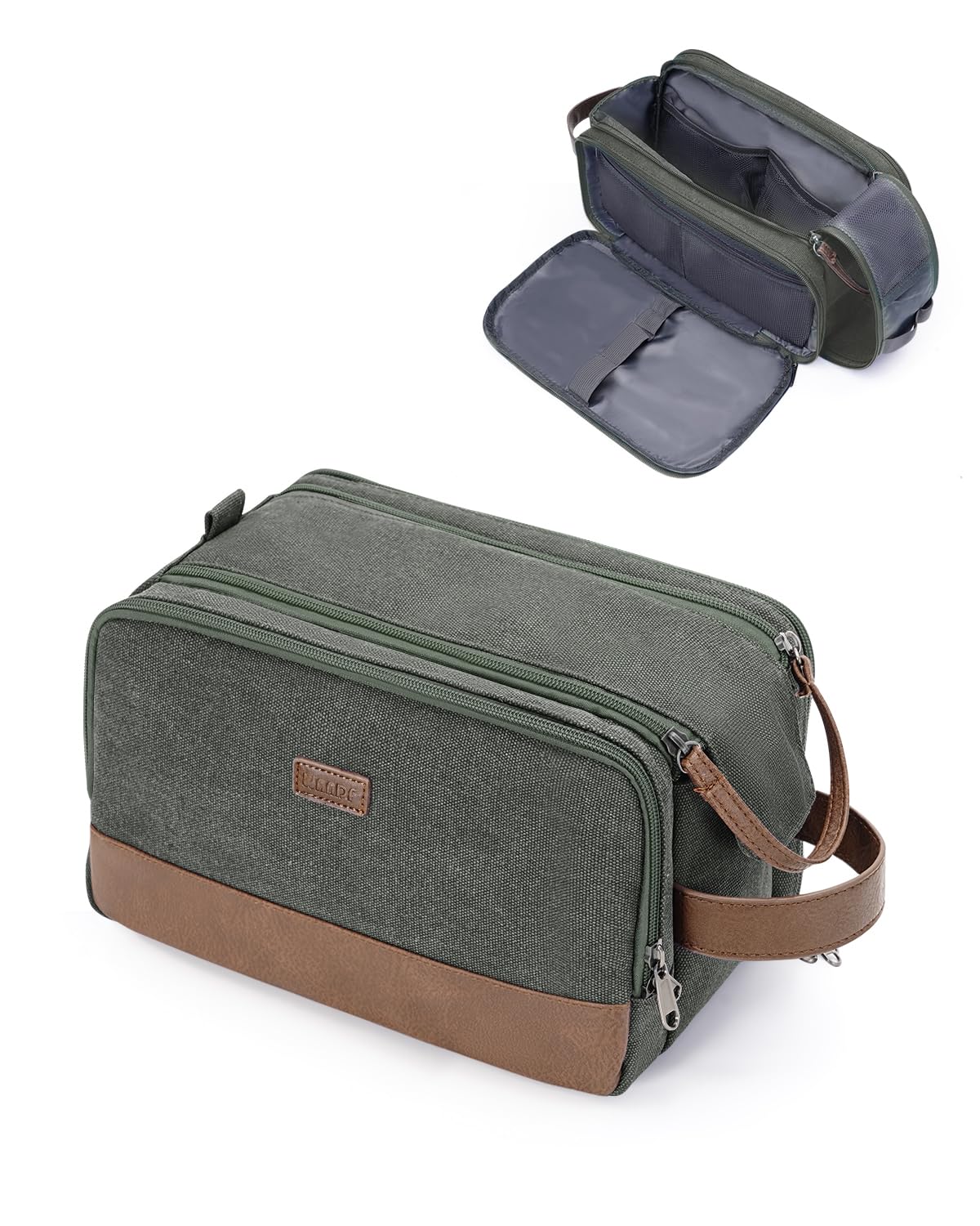 WANDF Trousse de toilette pour homme, ouverture zips rapide pour accéder aux indispensables.