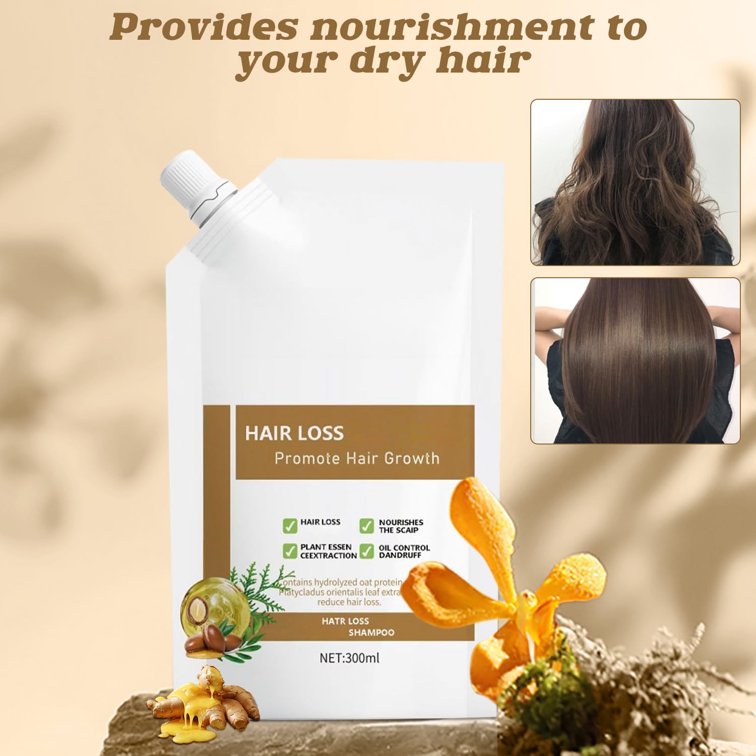 Brillance saine des cheveux, rendu lumineux après le rinçage