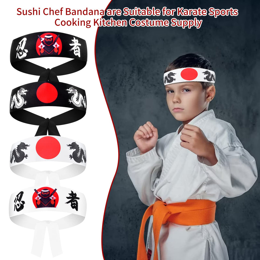 Bandana chef sushi noir WANGDEFA pour cuisines thématiques et décorations.