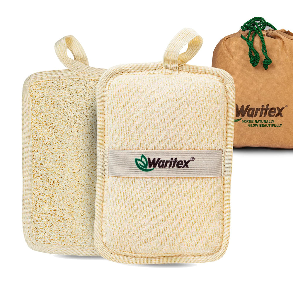 WARITEX louffe égyptienne rectangulaire avec sangle-poignet pour une prise fiable.