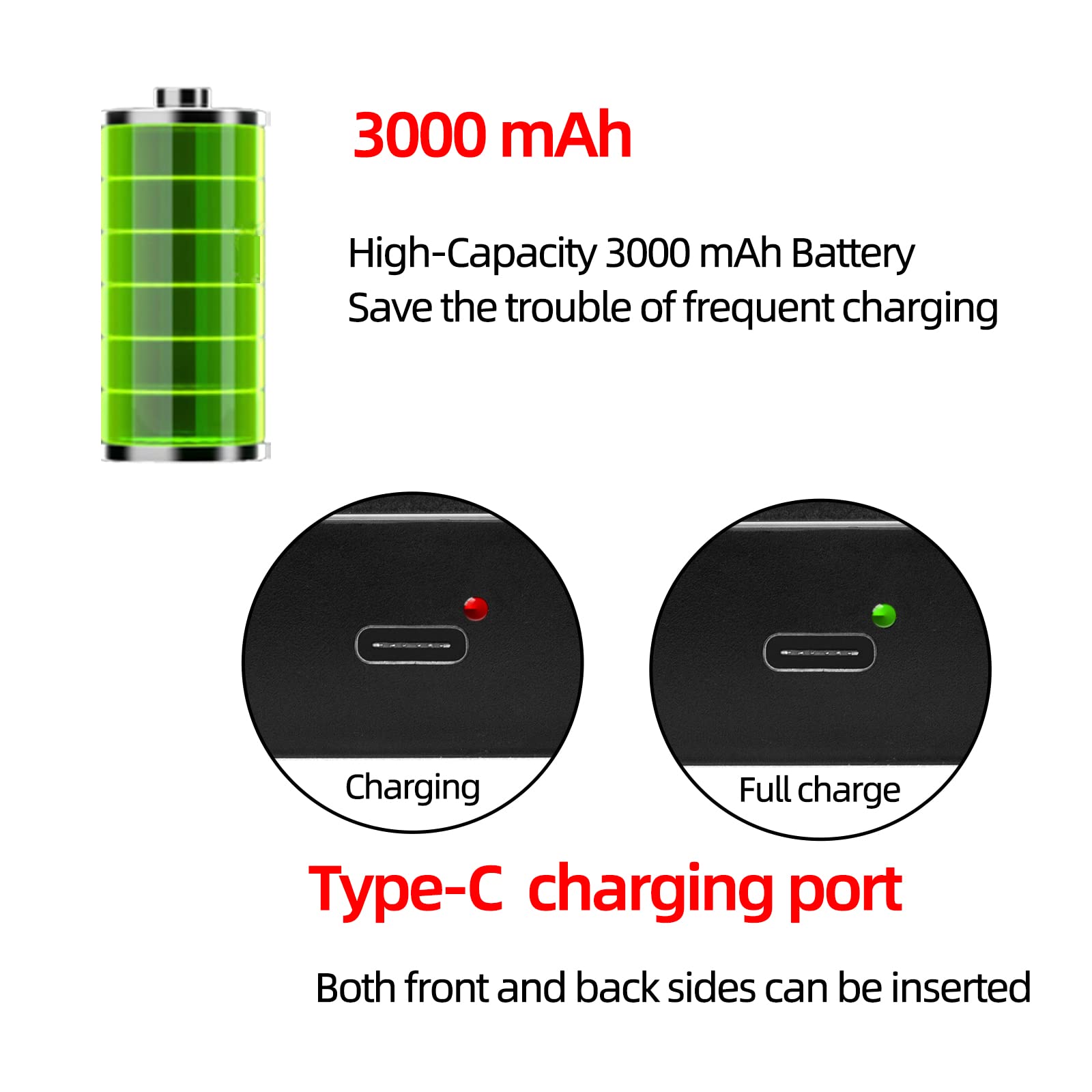 Warive Miroir, batterie 3000mAh pour des sessions sans recharges