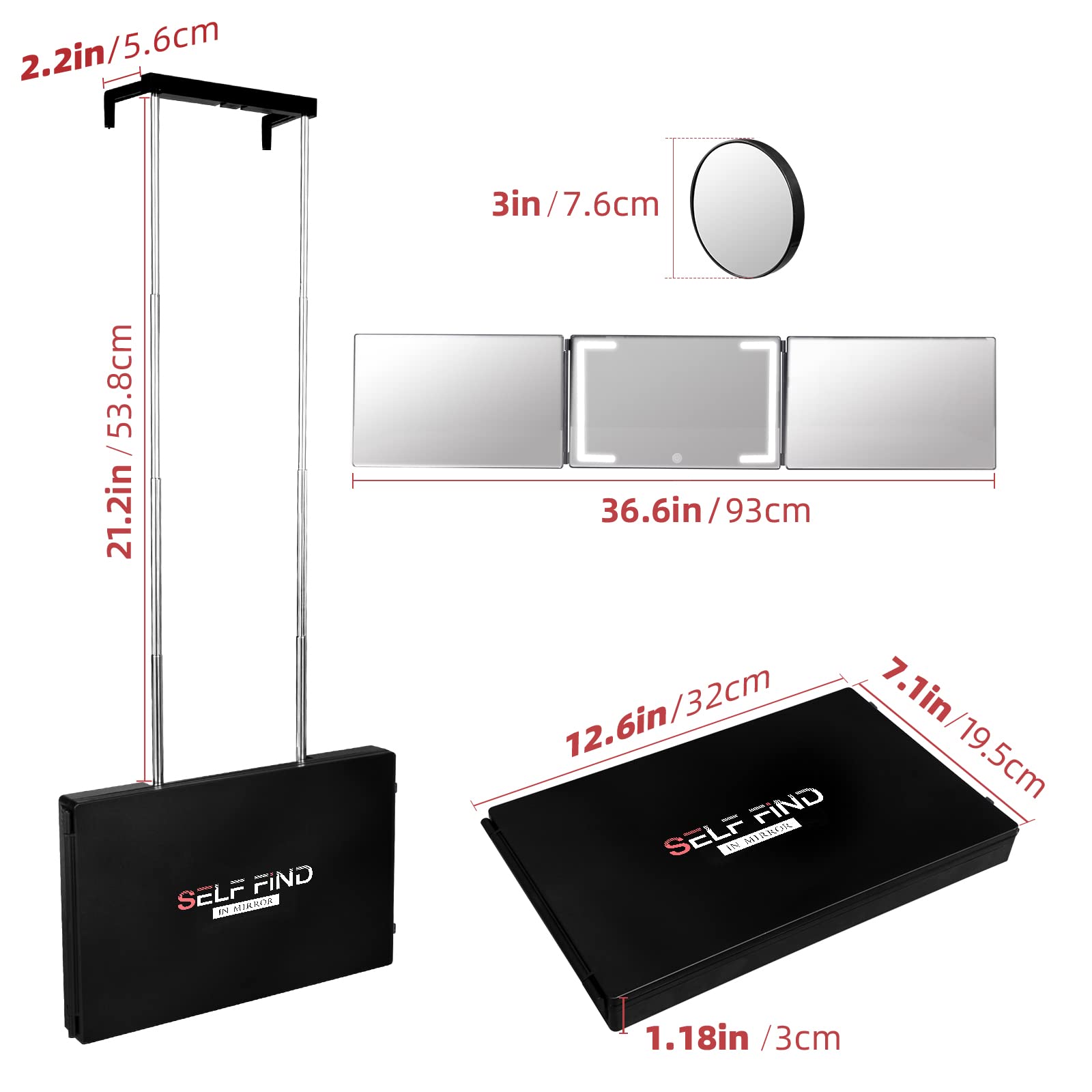 Warive Miroir compact pour voyage et rangement facile