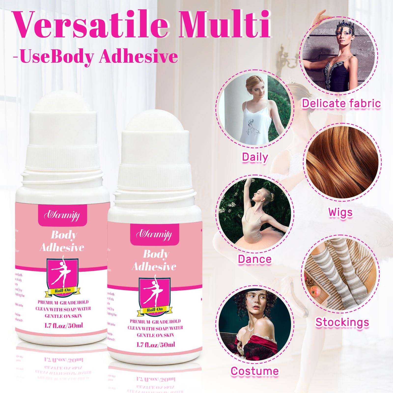 Warmify Colle-Corps Rouleau — absence de résidu sur peau et vêtements